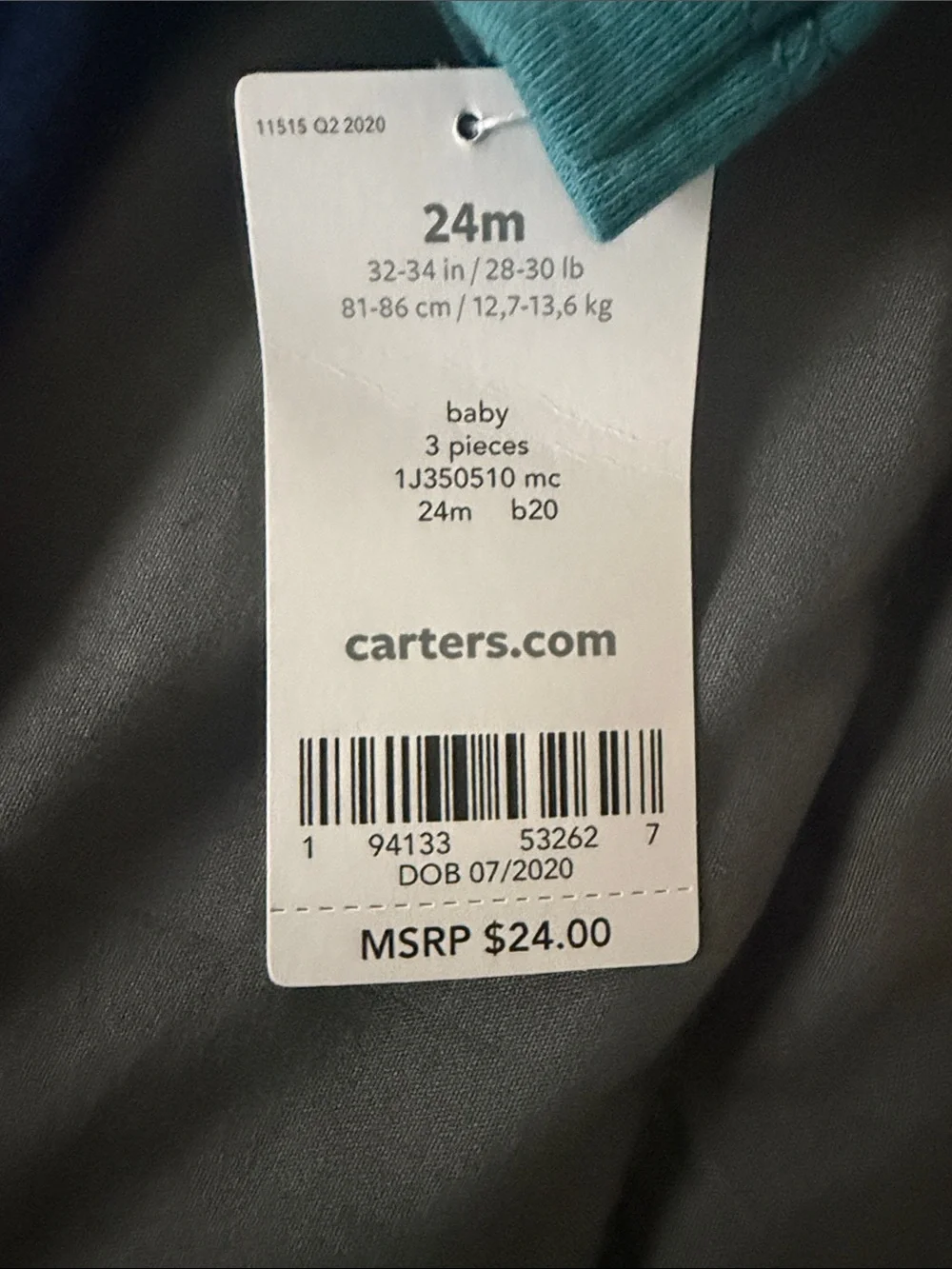 Carter's Blue, Teal & Gray Puppy Print 3 piece set